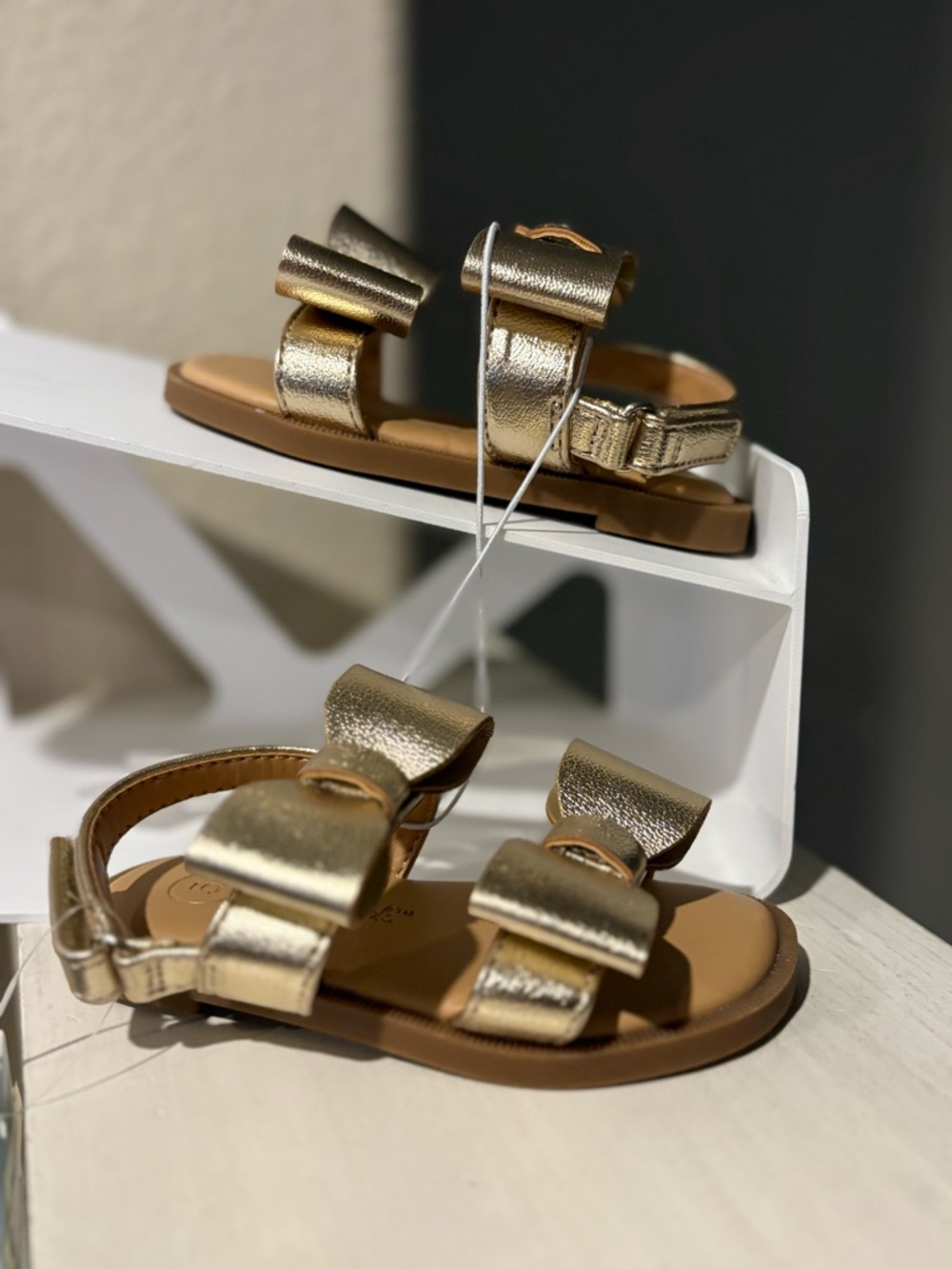 Cat & Jack Metallic Gold Bow Strap Sandals